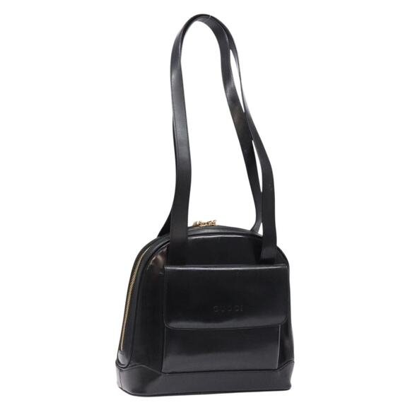 GUCCI Shoulder Bag Enamel Black Gold 001 1075 1650 0 - Picture 1 of 16